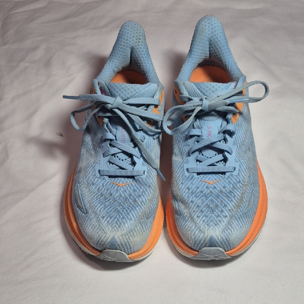 Hoka Blue and Orange Athletic Shoes
